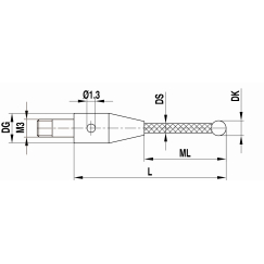 M3 рубиновый шарик Ø3 мм, стержень из углепластика, L 20 мм, ML 11 мм, для систем ZEISS A-5555-3875